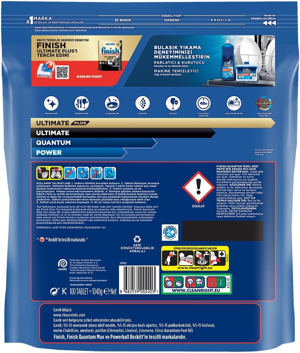 Finish Quantum Özel Seri 200 Kapsül Bulaşık Makinesi Deterjanı Tableti (2 x 100 Kapsül)