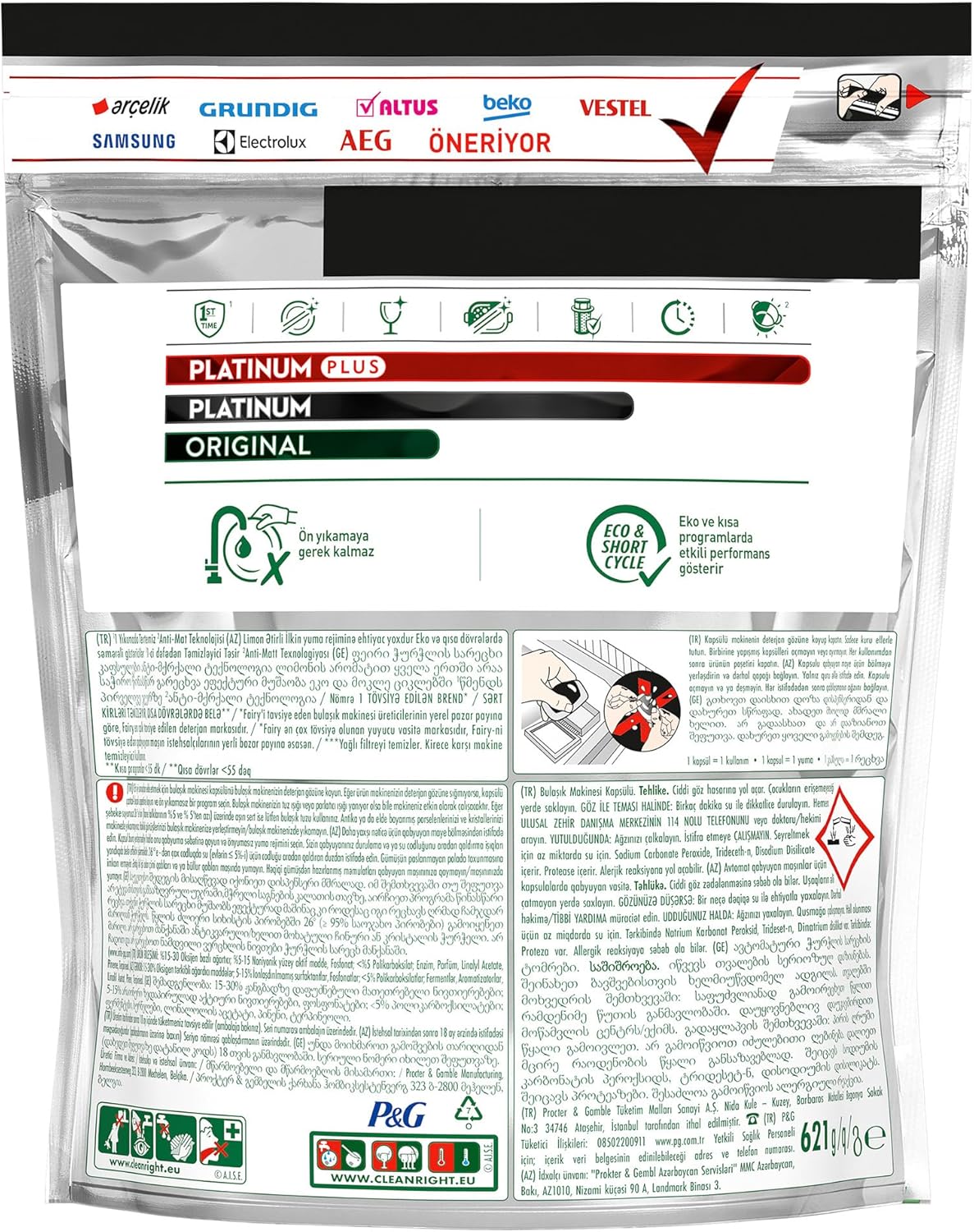 Fairy Platinum Plus Bulaşık Makinesi Deterjanı Kapsülü/Tableti 40 Yıkama Limon Kokulu