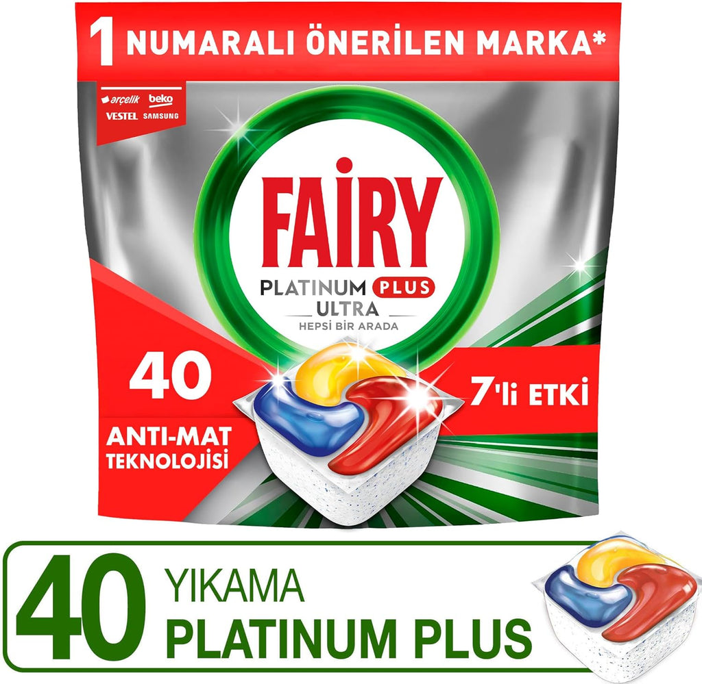 Fairy Platinum Plus Bulaşık Makinesi Deterjanı Kapsülü/Tableti 40 Yıkama Limon Kokulu