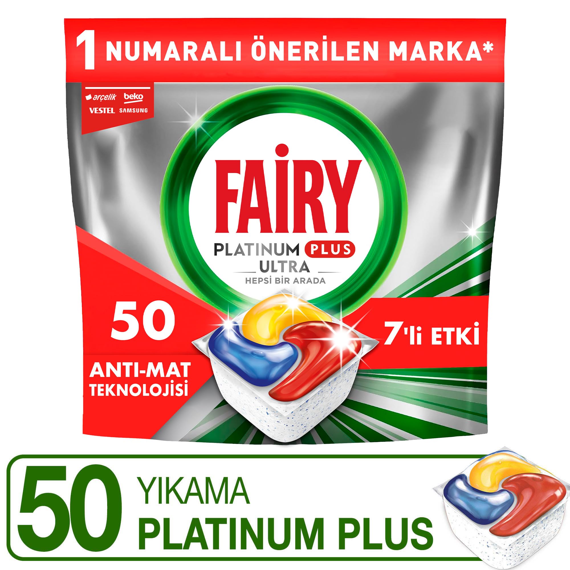 Fairy Platinum Plus Bulaşık Makinesi Deterjanı Kapsülü/Tableti 40 Yıkama Limon Kokulu