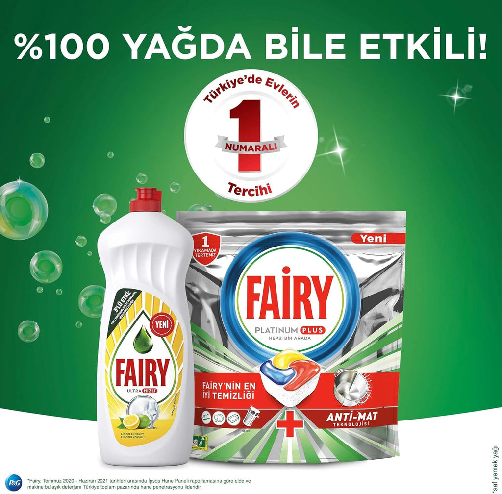 Fairy Platinum Plus Bulaşık Makinesi Deterjanı Kapsülü/Tableti 40 Yıkama Limon Kokulu