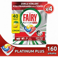 Fairy Platinum Plus 160 Yıkama (4x40) Bulaşık Makinesi Deterjanı Kapsülü/Tableti (Elektrikten tasarruf)