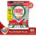 Fairy Platinum Plus 80 Yıkama (2x40) Bulaşık Makinesi Deterjanı Kapsülü/Tableti (Elektrikten tasarruf)