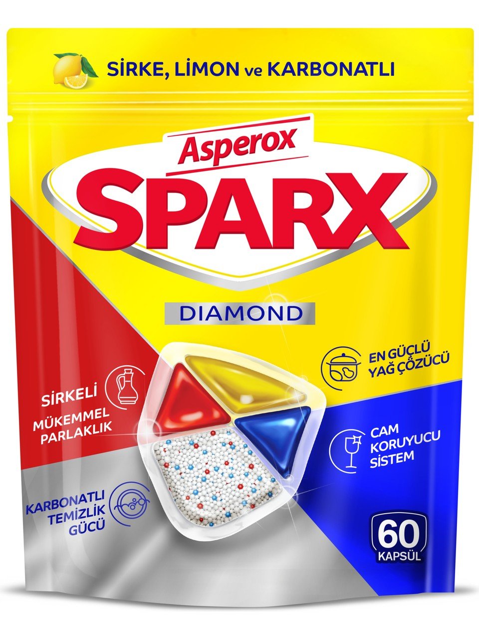Asperox Sparx Diamond 60 Yıkama Bulaşık Makinesi Deterjanı Kapsülü/Tableti - Turqstore