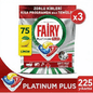 Fairy Platinum Plus 225(3x75) Yıkama Bulaşık Makinesi Deterjanı Kapsülü/Tableti Limon Kokulu - Turqstore
