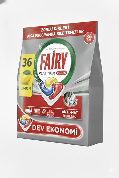 Fairy Platinum Plus Bulaşık Makinesi Deterjanı Kapsülü/Tableti 36 Yıkama Limon Kokulu - Turqstore