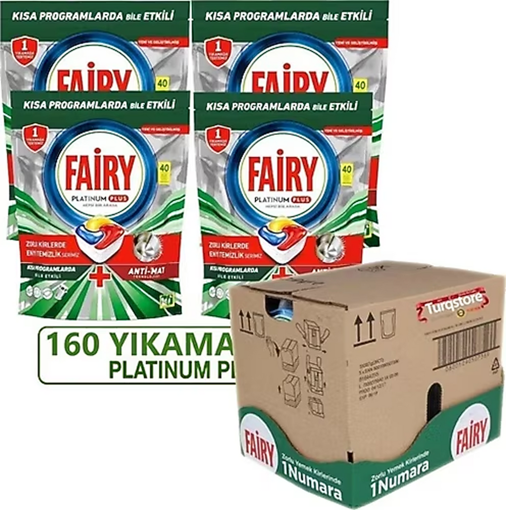 Fairy Platinum Plus 160 Wash (4x40) Dishwasher Detergent Capsules/Tablets (Electricity saving)